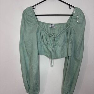 Princess Polly Sage Green Crop Top